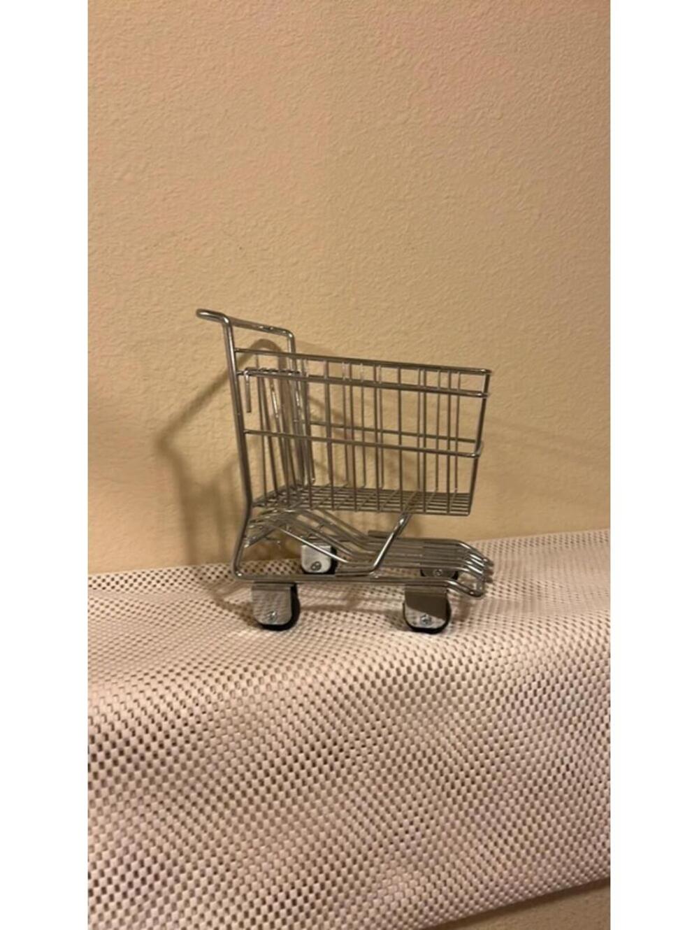 Metal Small Grocery Shopping Cart Buggy Decoration Toy Decor Doll Size 7" Long